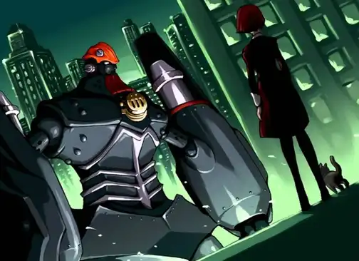 Dorothy watches Roger Smith's mecha, The Megadeus, come to action in The Big O.